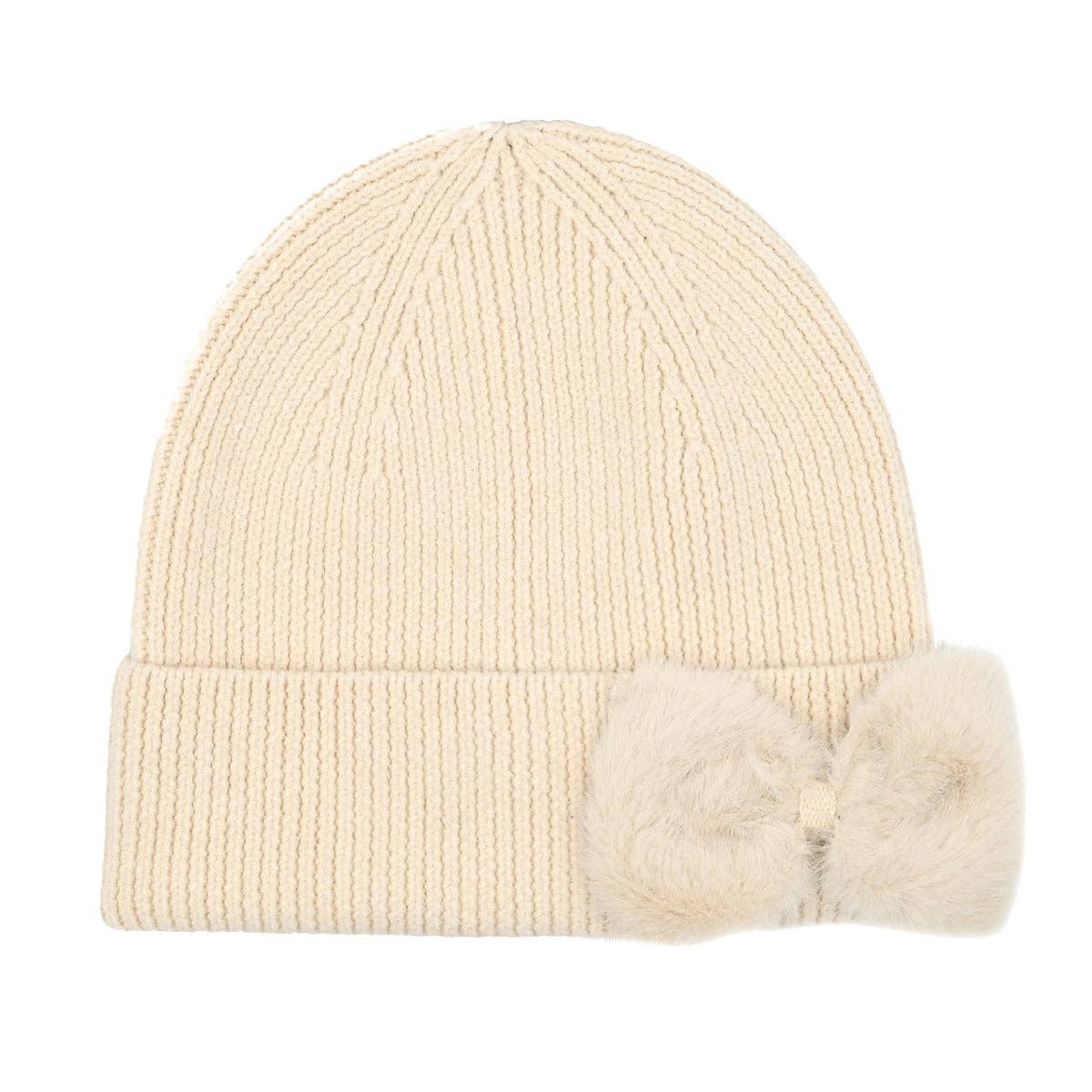 Faux Fur Bow C.C Beanie