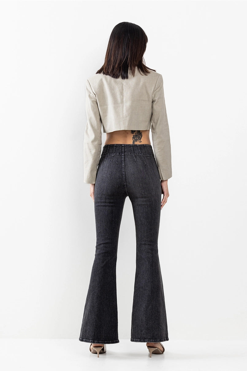 High Rise Flare Jeans in Grey