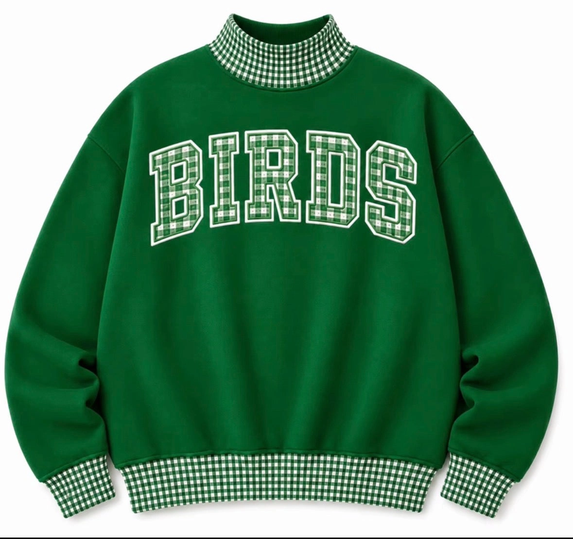 Plaid Birds Mock Sweatshirt