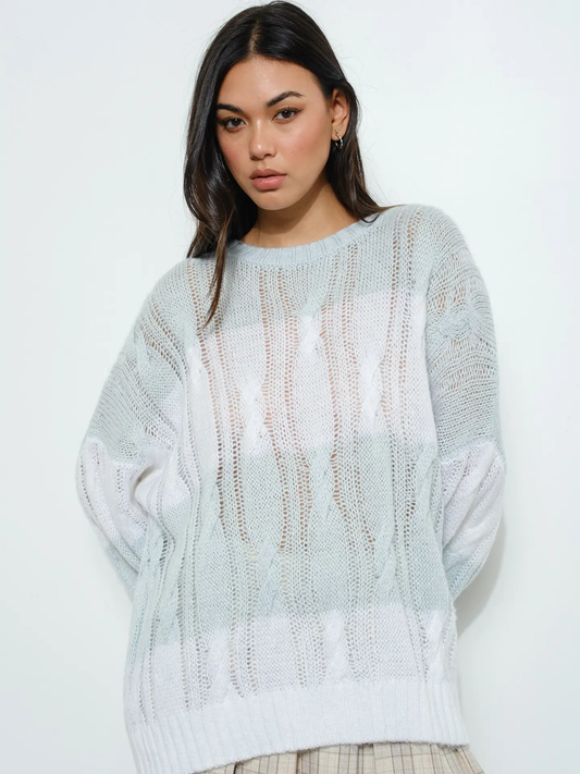 Striped Cable Knit Sweater