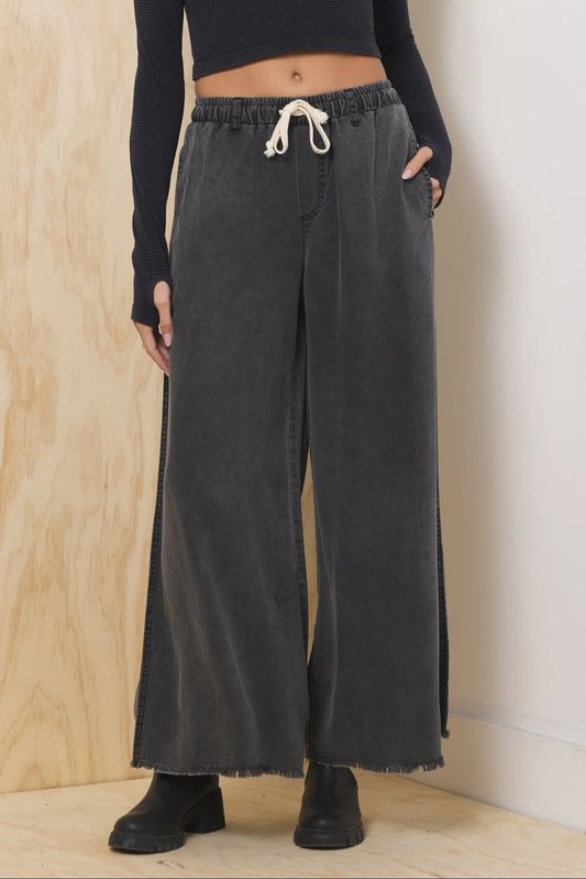 Tencel Wide Leg Pant - Charcoal