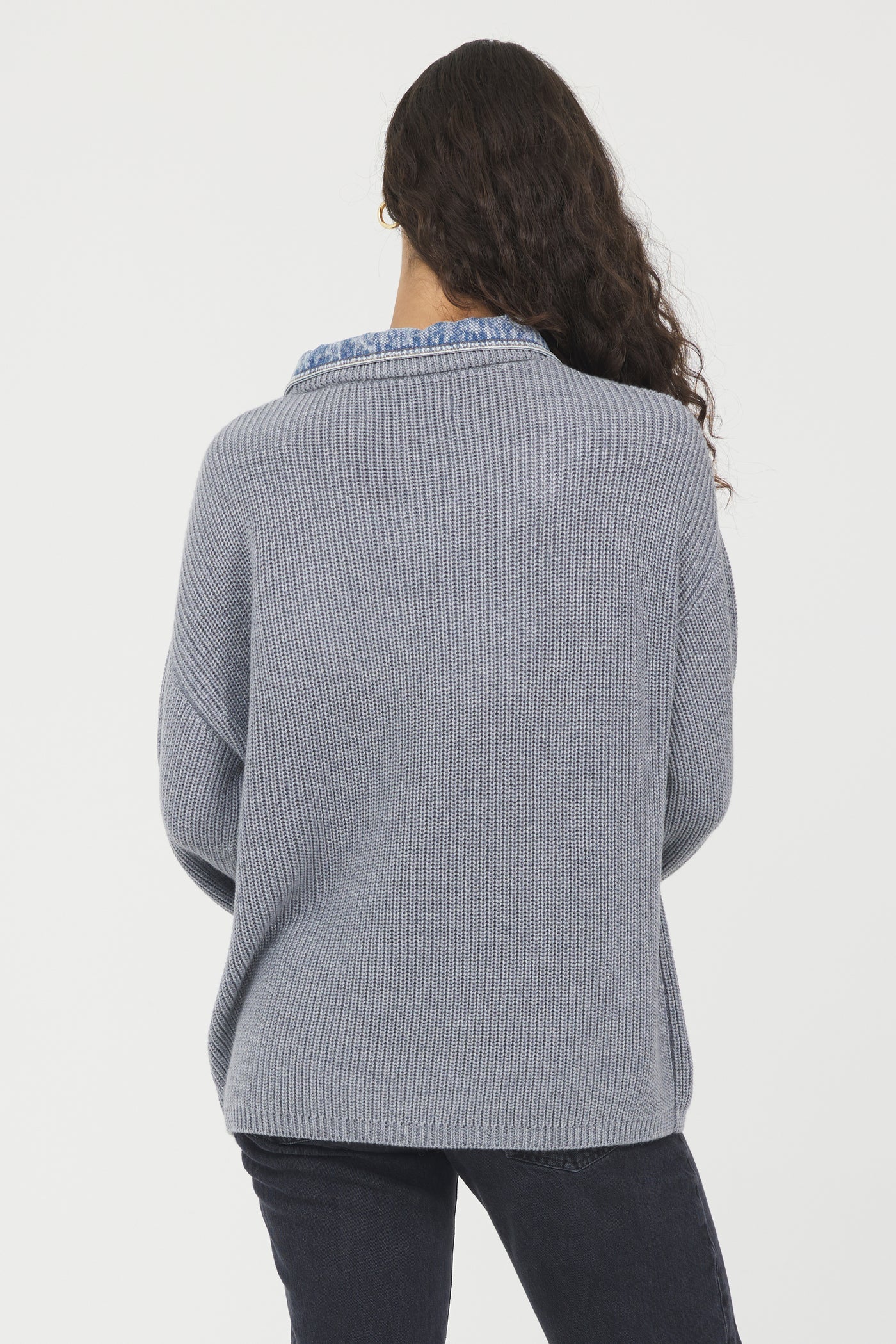 Denim Collar Sweater