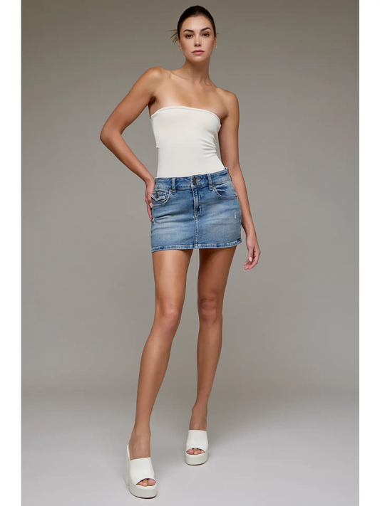 Vintage Wash Stretch Micro Mini Skirt
