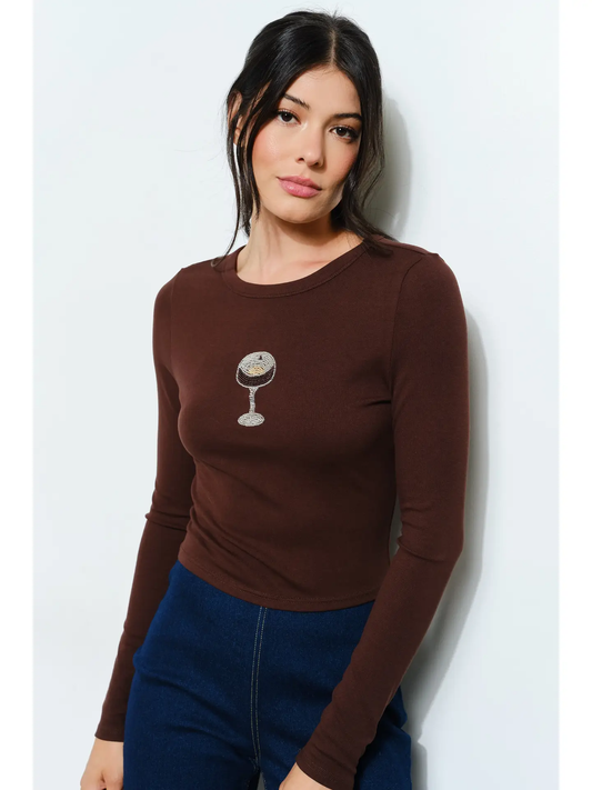 Colleen Espresso Martini Beaded Top
