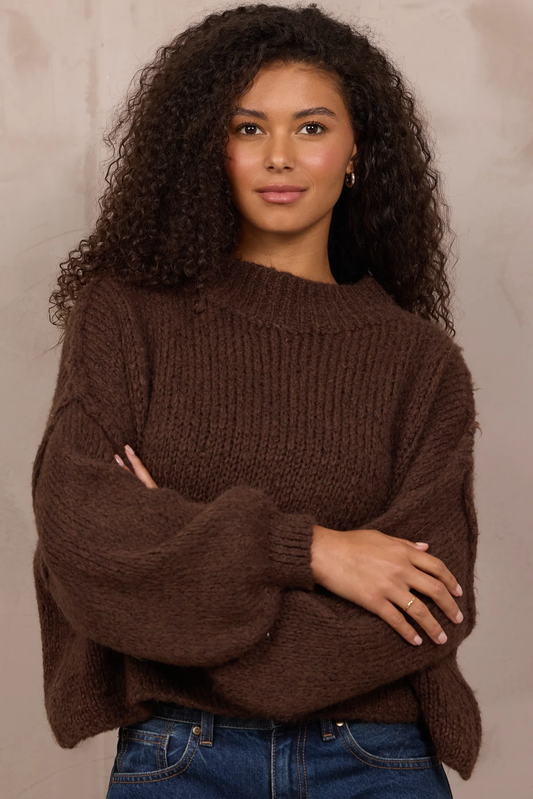 Mocha Mock Neck Sweater