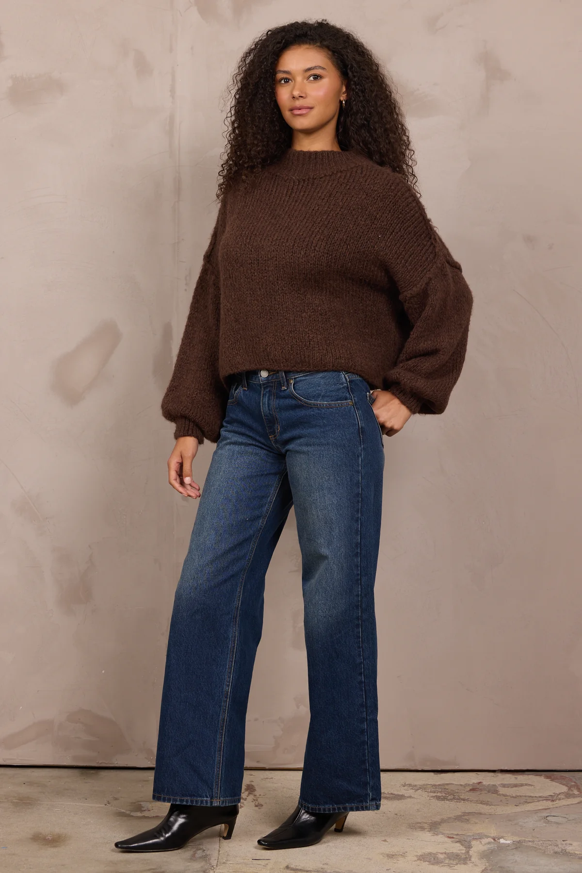 Mocha Mock Neck Sweater