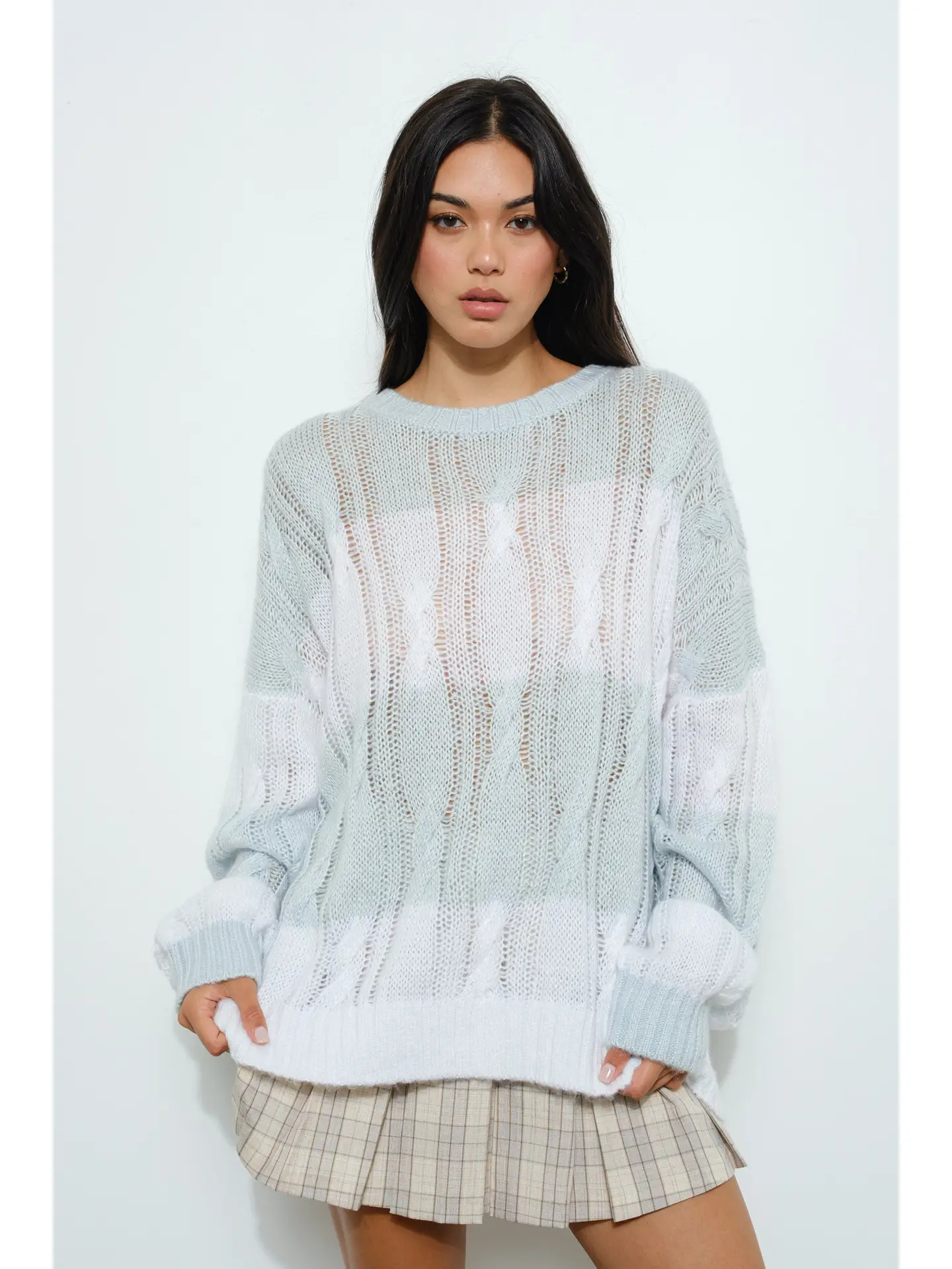 Striped Cable Knit Sweater