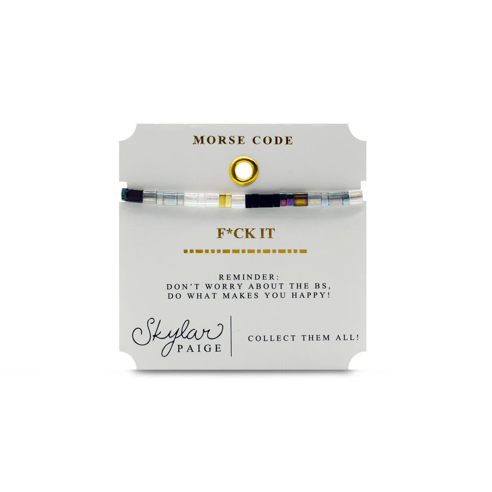 F*CK IT - Morse Code Tila Beaded Bracelet