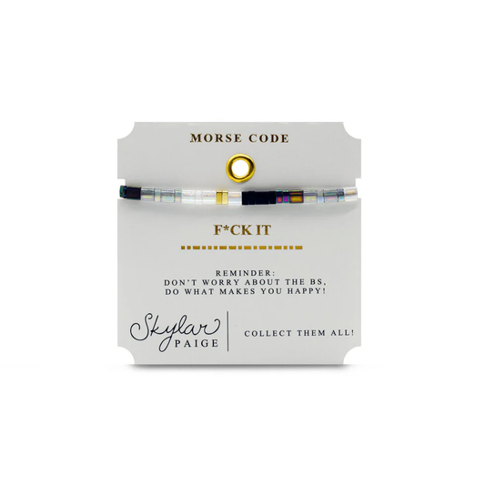 F*CK IT - Morse Code Tila Beaded Bracelet