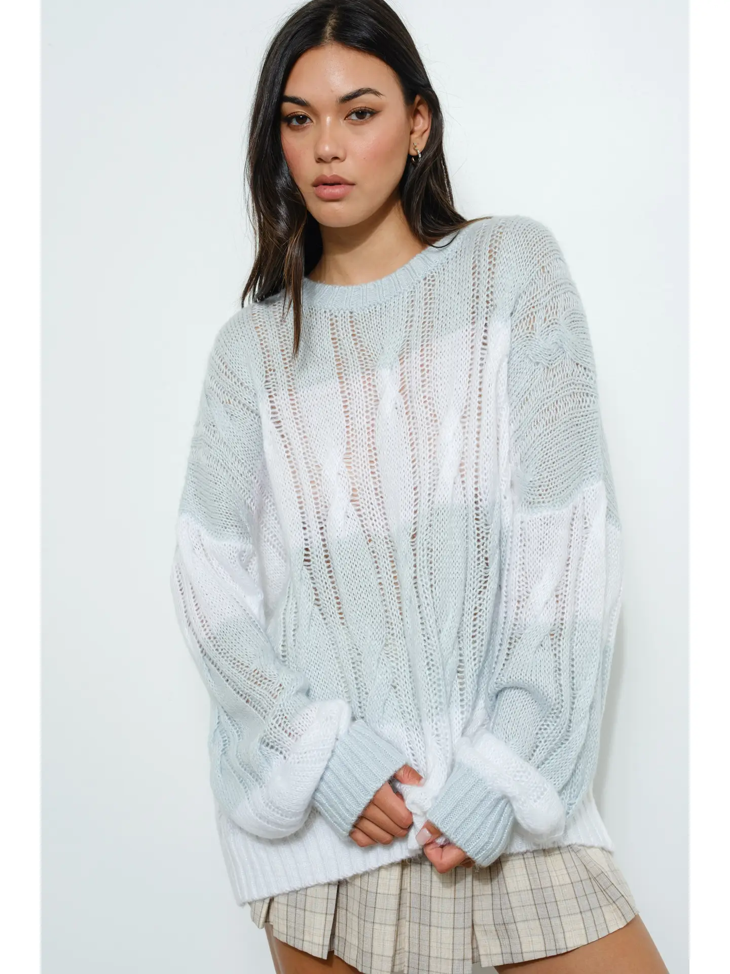 Striped Cable Knit Sweater