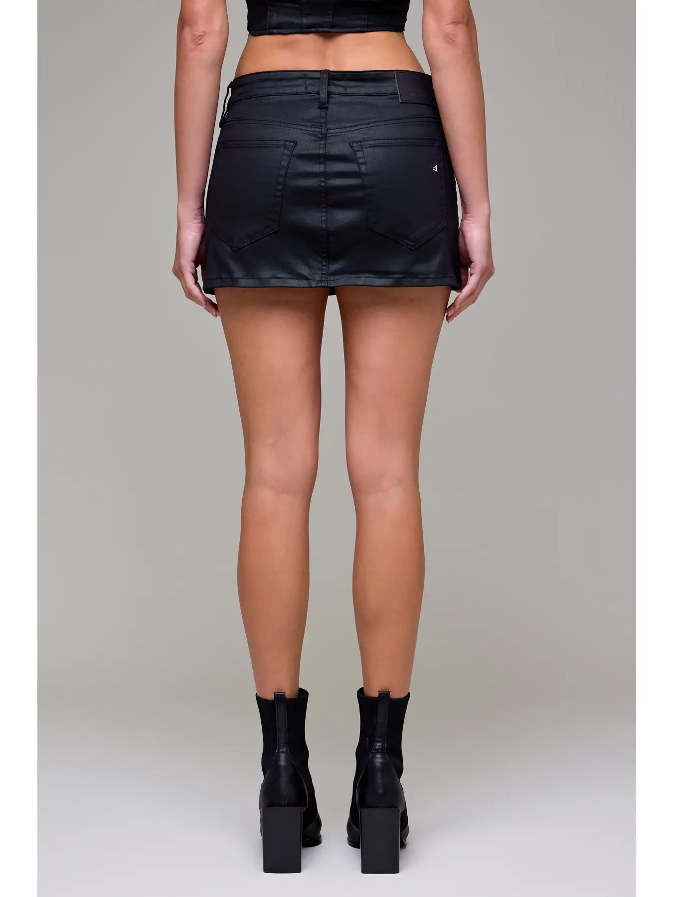 Black Coated Mini Skirt