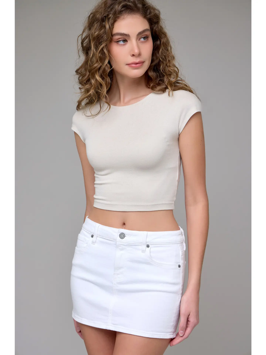 White Low Rise Micro Mini Skirt
