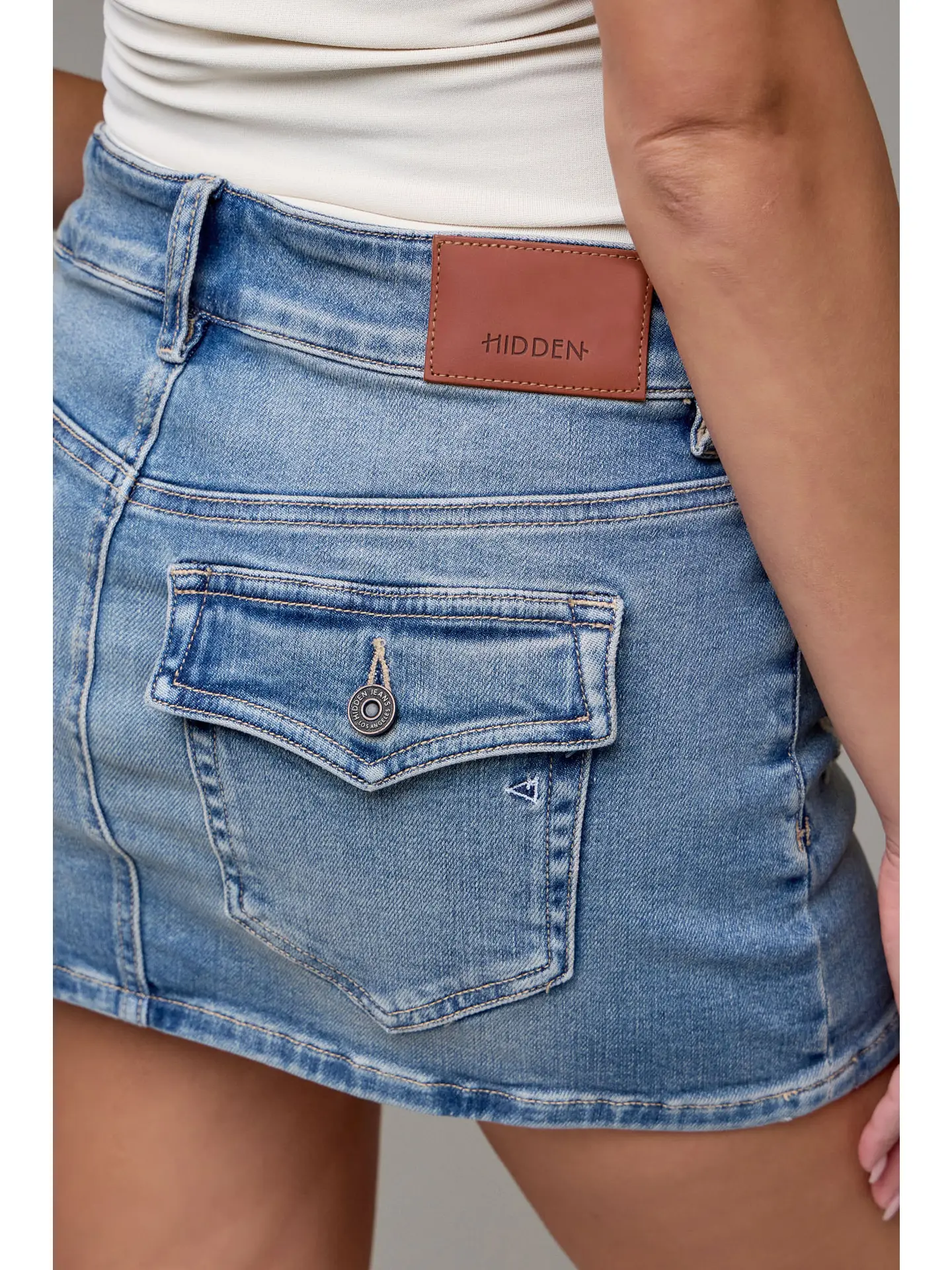 Vintage Wash Stretch Micro Mini Skirt