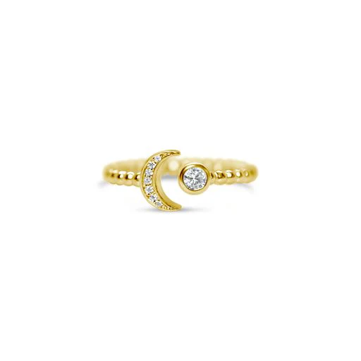 It Fits! CZ Moon Cuff Droplet Wire Ring