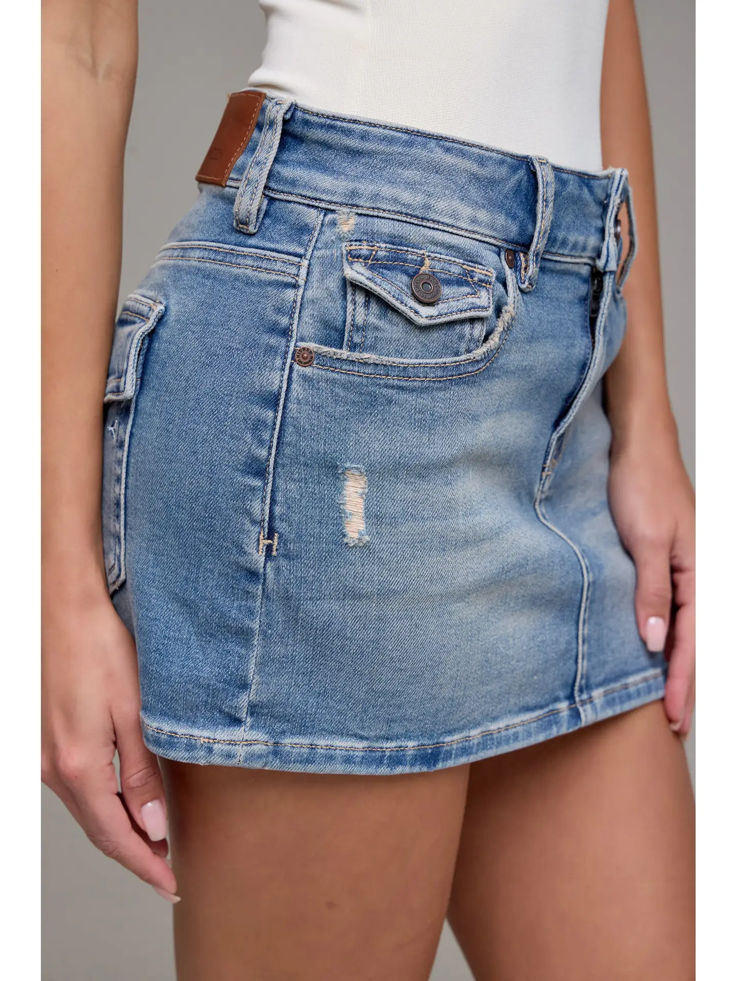 Vintage Wash Stretch Micro Mini Skirt