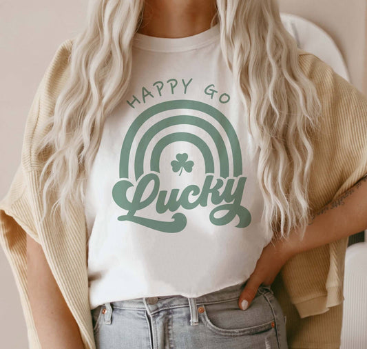 Happy Go Lucky St Patrick's Day Irish T-shirt - Bella Canvas