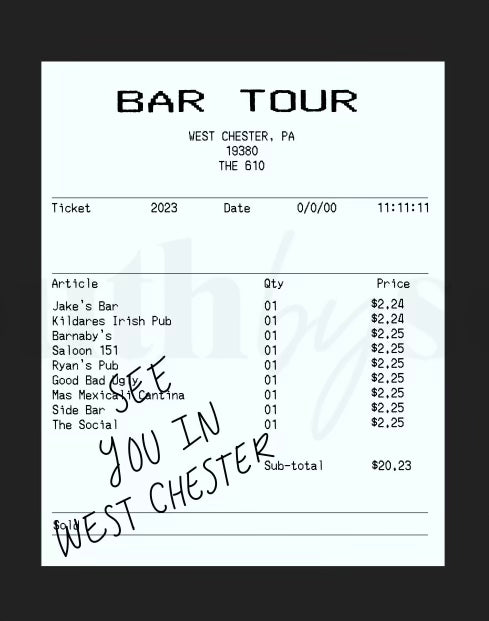 West Chester Bar Tour Hoodie 2024